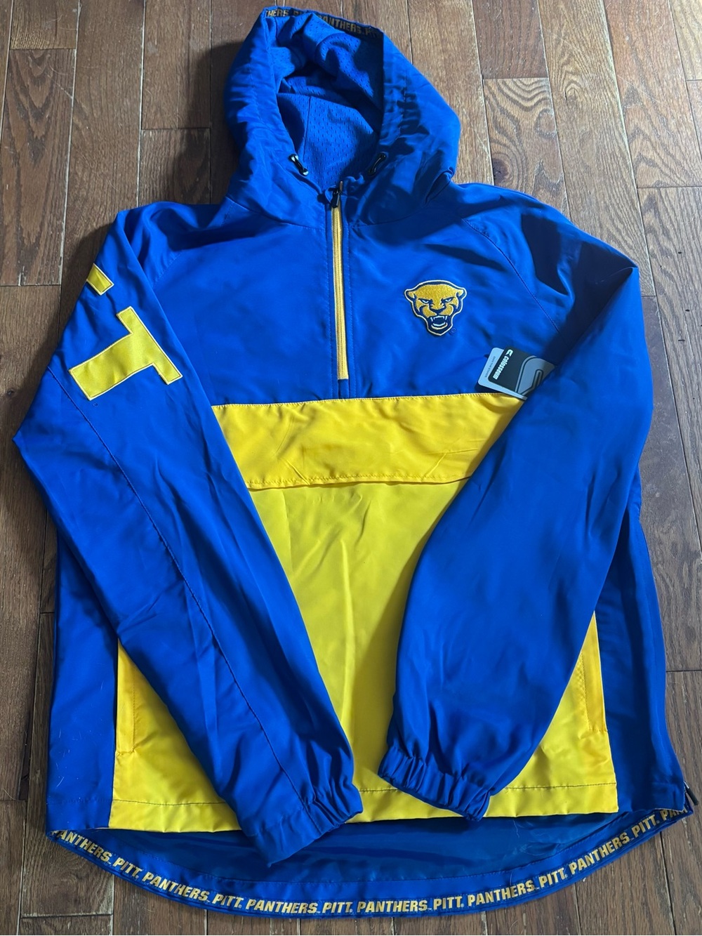 MENS U of PITT PANTHERS BLUE COLOSSEUM HALF-ZIP ANORAK LIGHT WEIGHT JACKET MED
